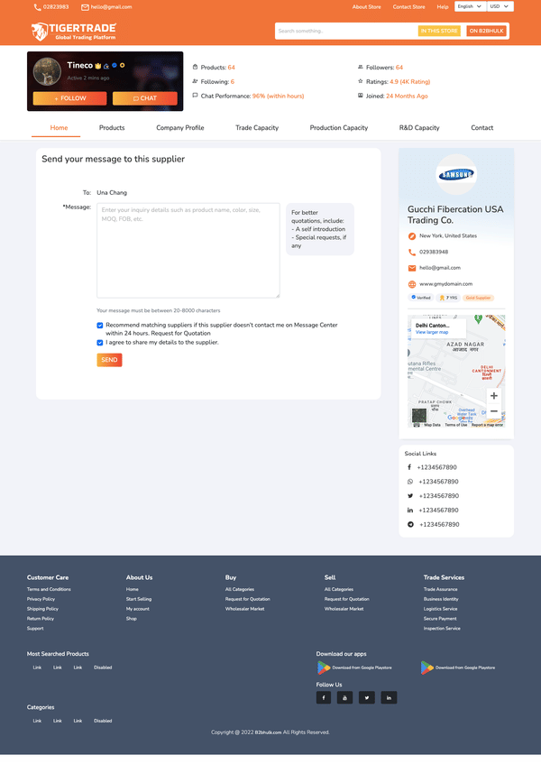 store micro website for vendor 